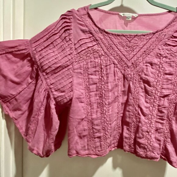 AEO Rococo Cottage Barbie Y2K Victorian Cropped Boho Romantic Blouse Top S - Picture 2 of 5